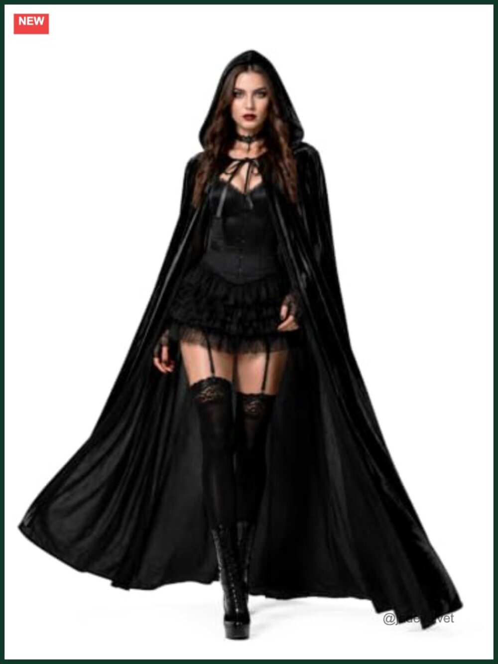 Adult Velvet Hooded Cloak Cape Halloween Costume